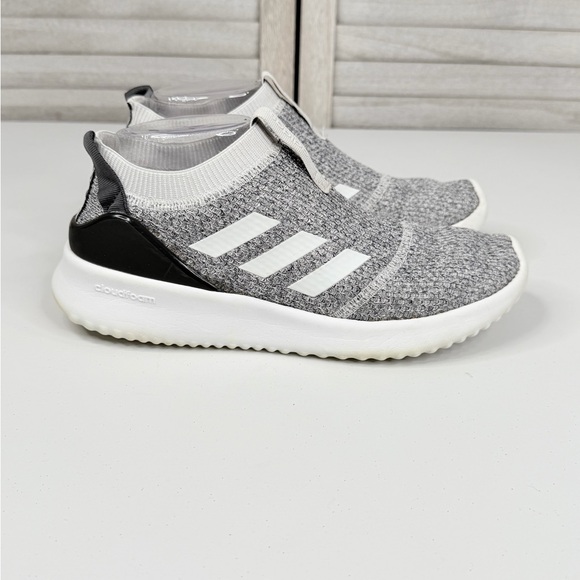 ADIDAS Women's Cloud Foam Pure Slip On Knit Sneakers Gray/White-7.5 - Picture 2 of 8